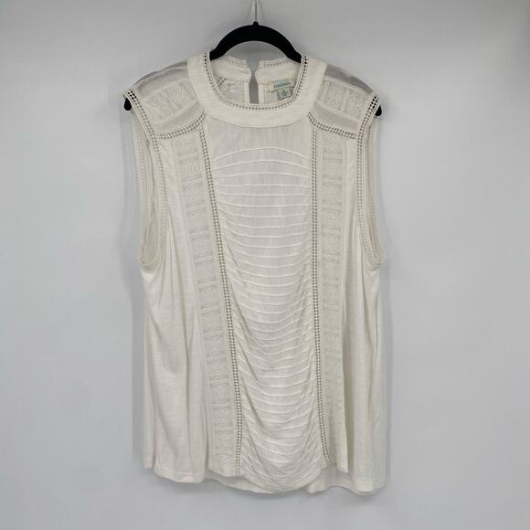 Sundance Women's White Tank Boho Lace Sleeveless Blouse Size XL X-Large - Picture 3 of 7